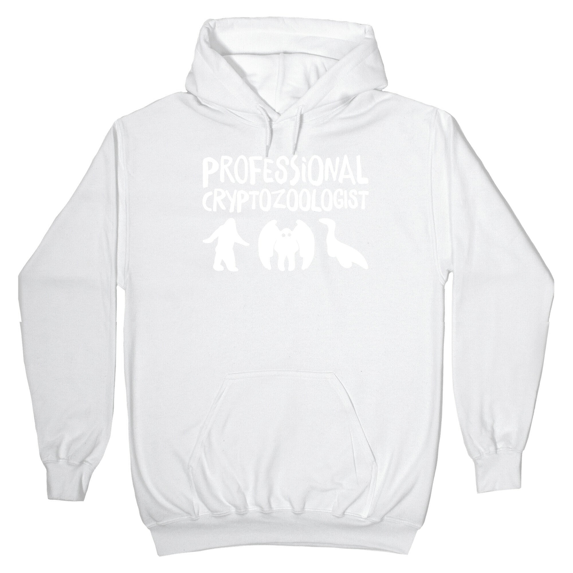 Professional Cryptozoologist White Print Hoodie